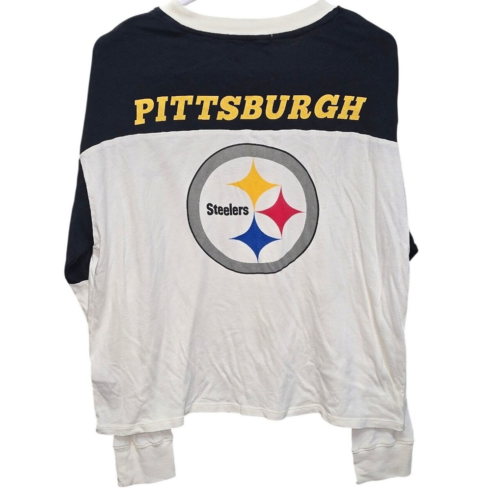 Junk Food Pittsburgh Steelers Long Sleeve Colorblock TShirt XLWomens Black White - Picture 3 of 3